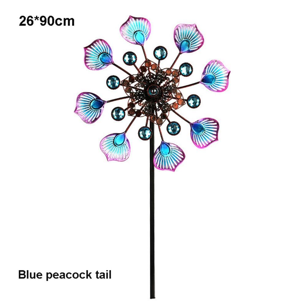 

Geometric Shape Garden Ground Inserted Pinwheel Peacock Tail Outdoor Rotatory Windmill 8