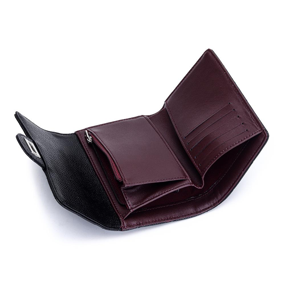 Cartera corta de cuero de lujo ligero para mujer, nueva de 2025, plegable de tres pliegues, billetera corta de piel de vaca caviar, espacio para múltiples tarjetas