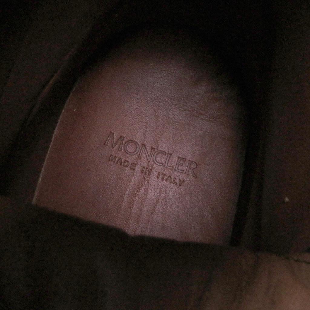 Pristine MONCLER Ankle boots Metal logo lace-up black leather mens 43 Used