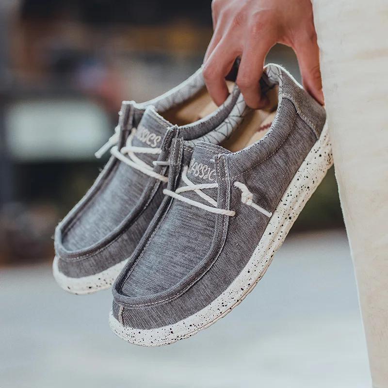 

New Summer Men s Canvas Shoes Comfortable Soft Men s Shoes Breathable Men Vulcanized Shoes Slip Wear Men s Casual Flat Shoes 40