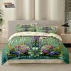 3pcs Easter Happy Cross Green Printed Core free Down Duvet Cover Set Comfortable Bedroom Bedding Decoration Machine Washable