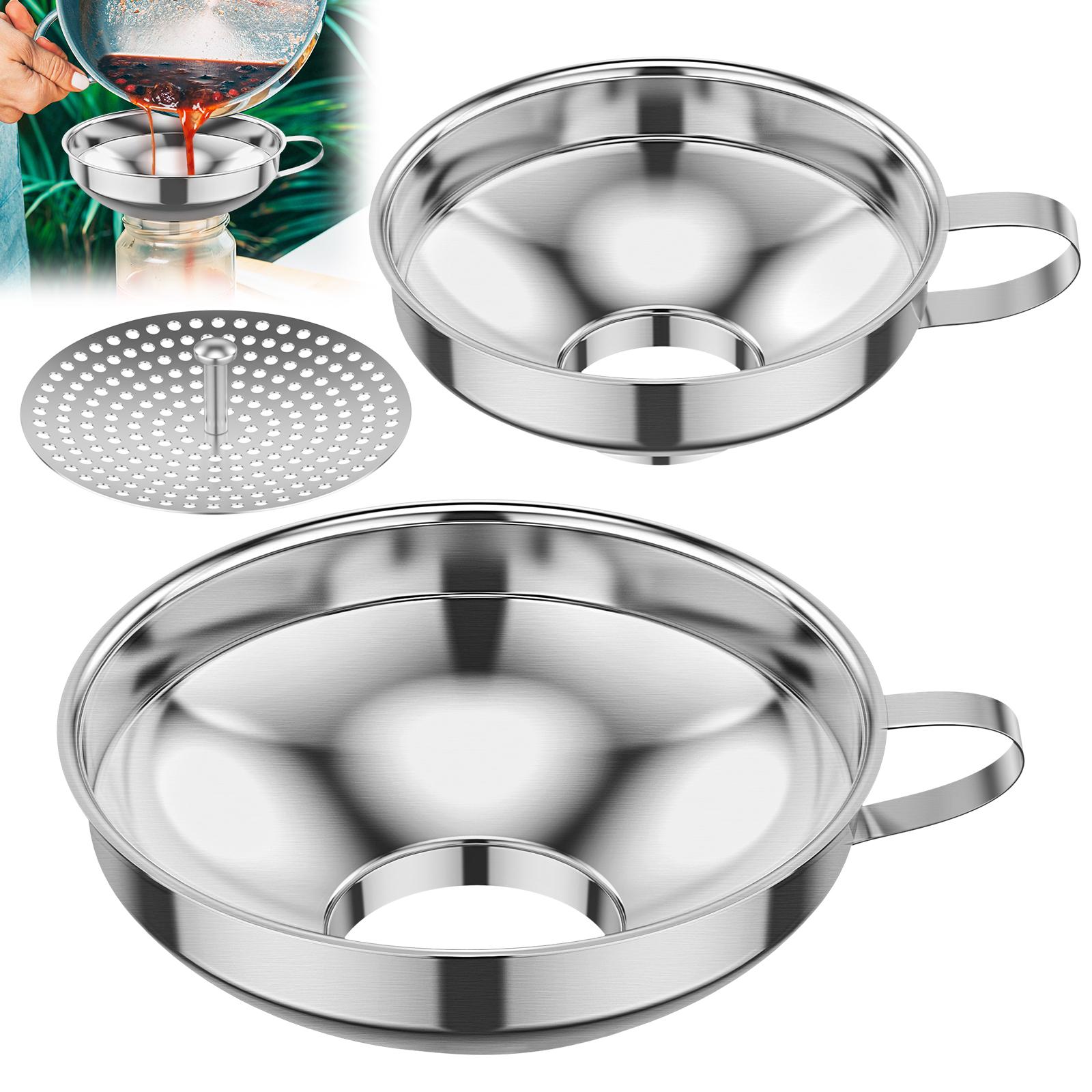 

3Pcs Stainless Steel Wide Mouth Funnel Canning Funnel Cup Jam Salad Dressing Hopper For Jar Canned Filteroil Wine Water Spices серебряный