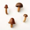 4Pcs Wooden Mushroom Refrigerator Magnet Home Kitchen Refrigerator Magnet 3D Solid Wood Magnet Crafts Ornament Wood Color