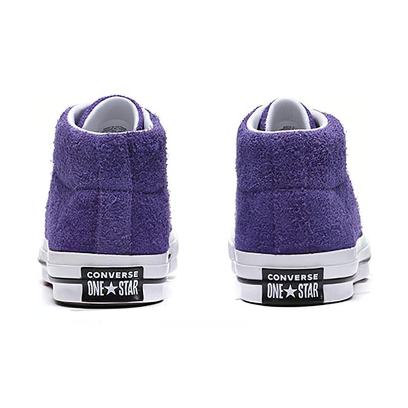 Converse One Star Retro Casual Non-slip and Abrasion Resistant Mid-Top Board Shoes Unisex Purple