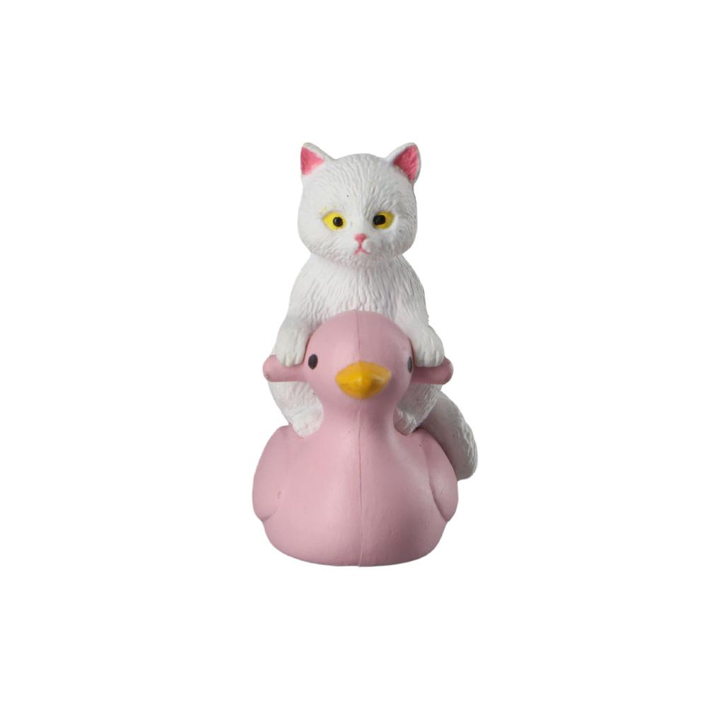 

Figurine Pet Figurines Animal Model Cat Miniature Cat Ornaments Sitting Pink Duck Cat Small Statue чорний