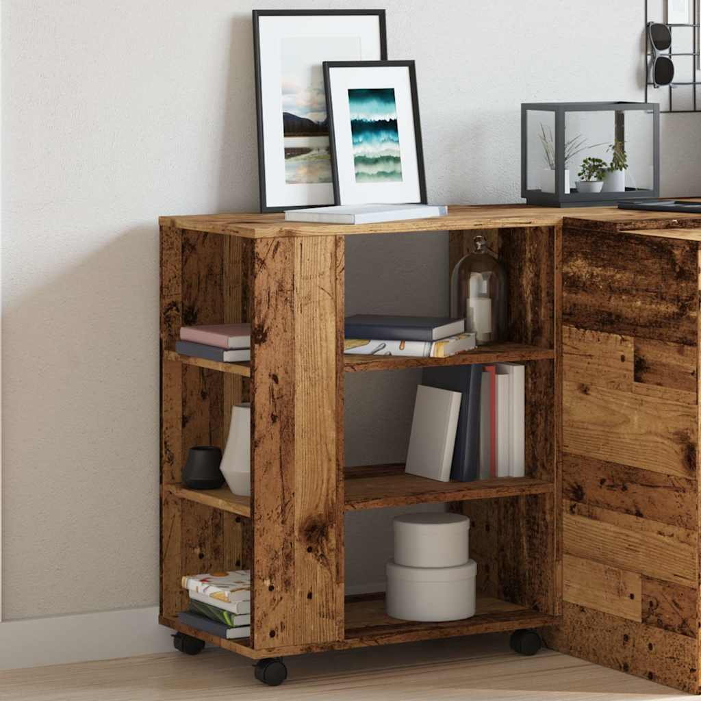 Rolling Cabinet Reclaimed Wood Look 60x35x75 Cm Engineered Wood