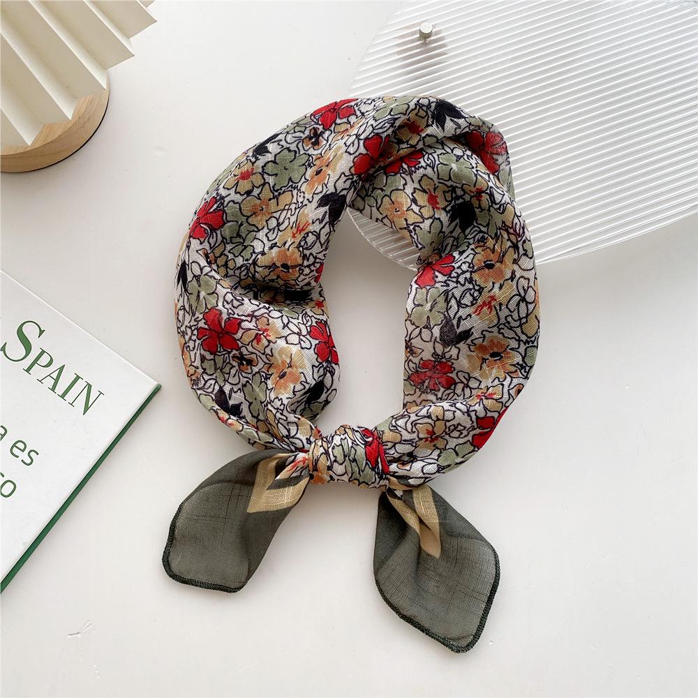 58 Cotton Linen Silk Scarf - Versatile Korean Fashion Neck and Head Bandana for Women