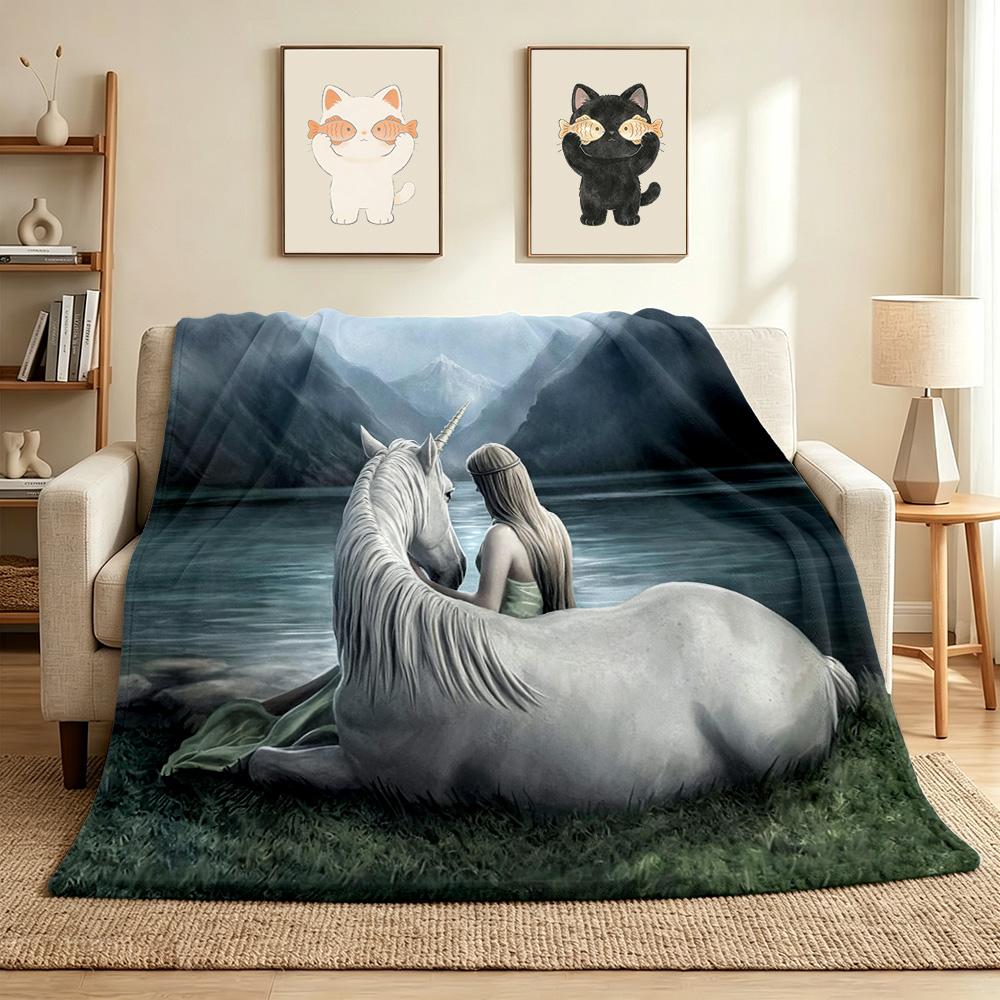 Unicorn Girl Flannel Blanket Throw Blanket Soft Warm Sofa Bed Camping Home Decor Unique Christmas Gift Cs9226