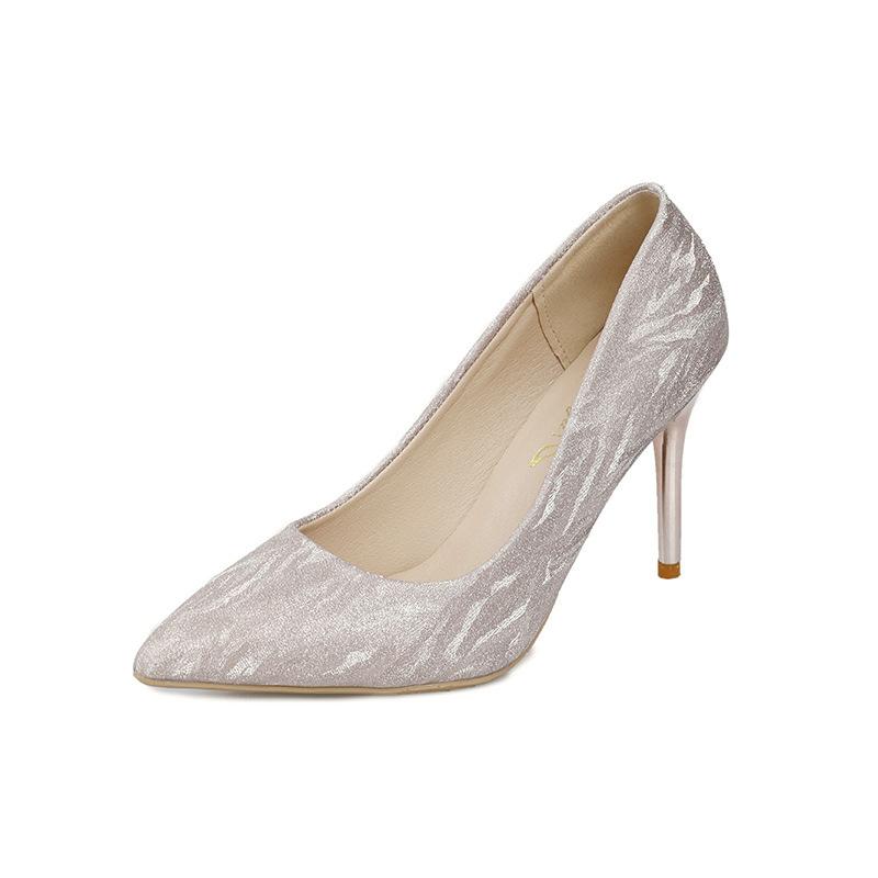 

2025 summer new sequined pointed high-heeled single shoes women s fashion senior banquet shoes stiletto crystal wedding shoes 40