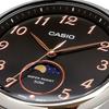 CASIO Standard Moon Phase Analog Watch Round Face Black Leather Band Black [Casio] Men's MTP-M110L-1AV (Overseas Model)