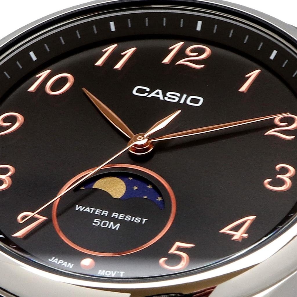 CASIO Standard Moon Phase Analog Watch Round Face Black Leather Band Black [Casio] Men's MTP-M110L-1AV (Overseas Model)
