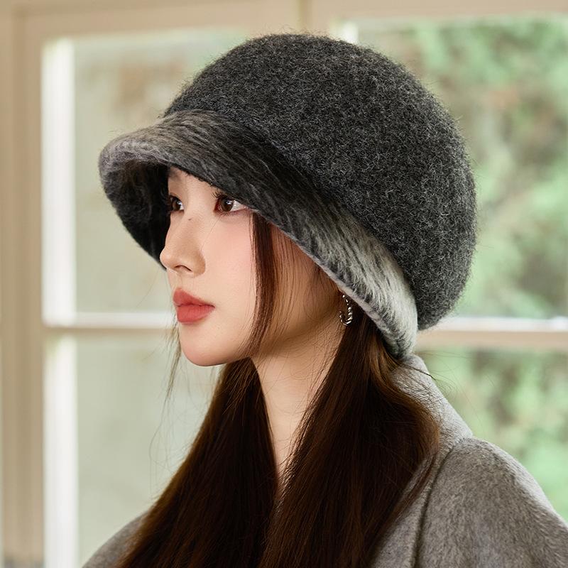 

Премиальная осенне-зимняя шляпа женская бархатная теплая шляпа-ведро с козырьком, модная универсальная шляпа-панама average size