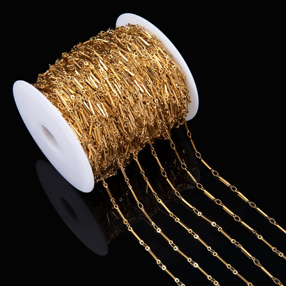 No Fade 1Meter Stainless Steel Gold & Silver Color Twist Stick Link Chain Bulk Chains for DIY Necklace Bracelet Jewelry Making