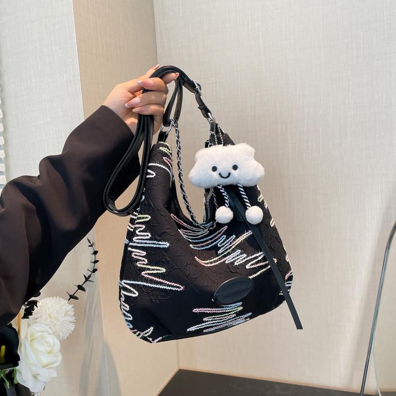 Chic Shoulder Sling Bag In Black White And Pink Perfect For Casual Street Style