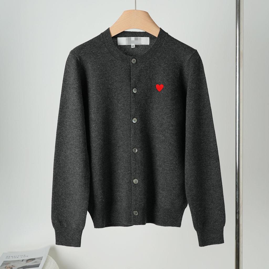 Japanese Heart Couple Cardigan - Red Heart Round Neck Wool Sweater