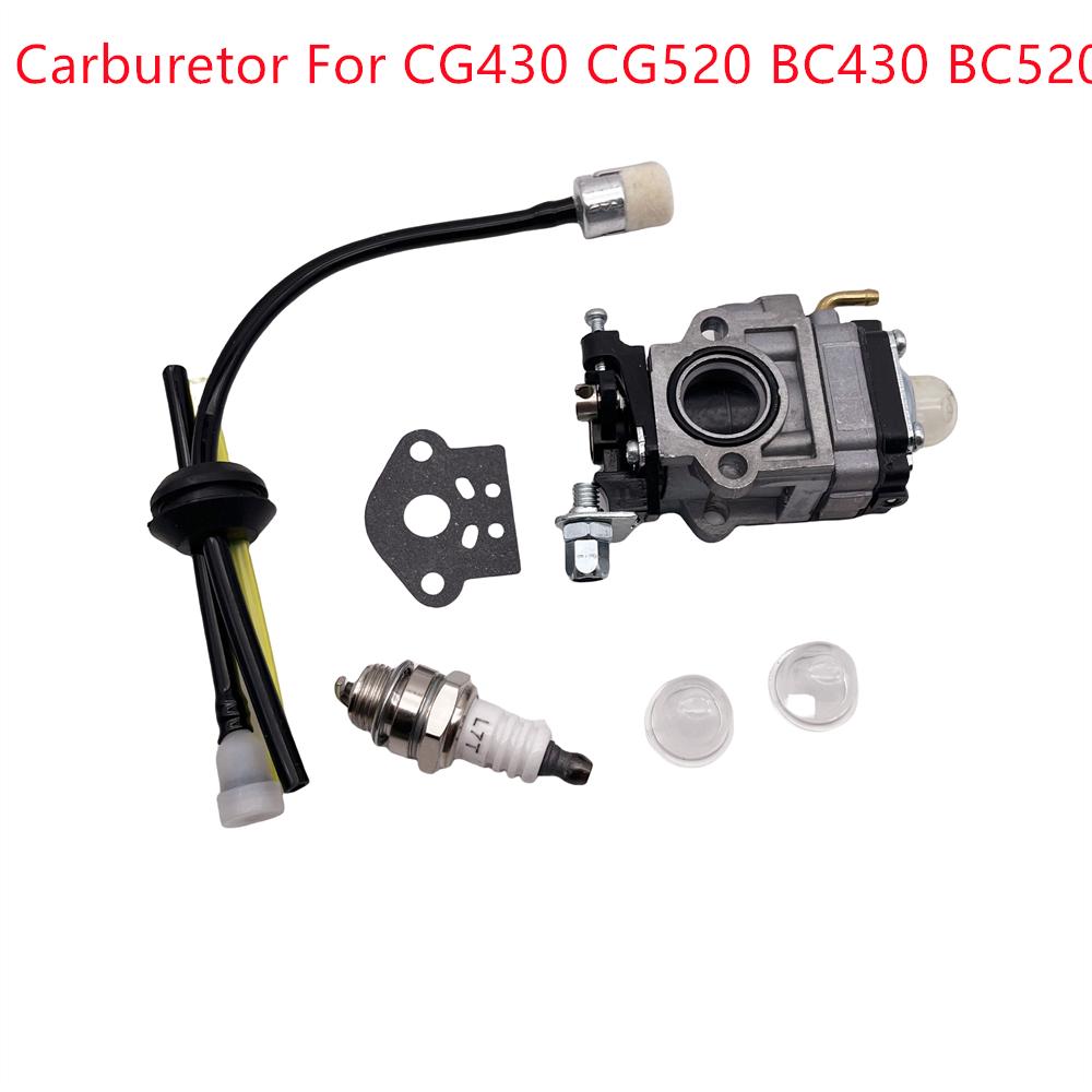 15mm Carburetor Kit For 43CC 52CC 47CC 49CC Brush Cutter with Seal Hose Petrol Filter Spark Plug For CG430 CG520 BC430 BC520 Carburetors Jets 1
