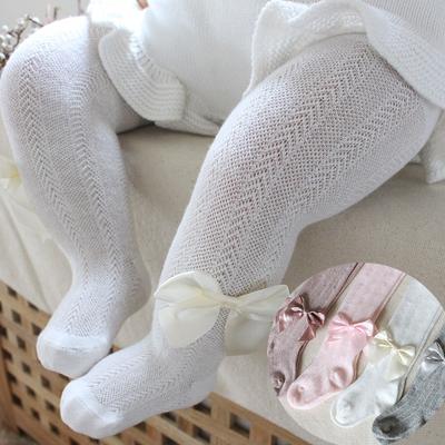 Sommer Mesh Babystrumpfhosen Weiche Baumwolle Atmungsaktiv Bowknot Baby Mädchen Strumpfhosen Einfarbig Kinder Strümpfe Strumpfhosen