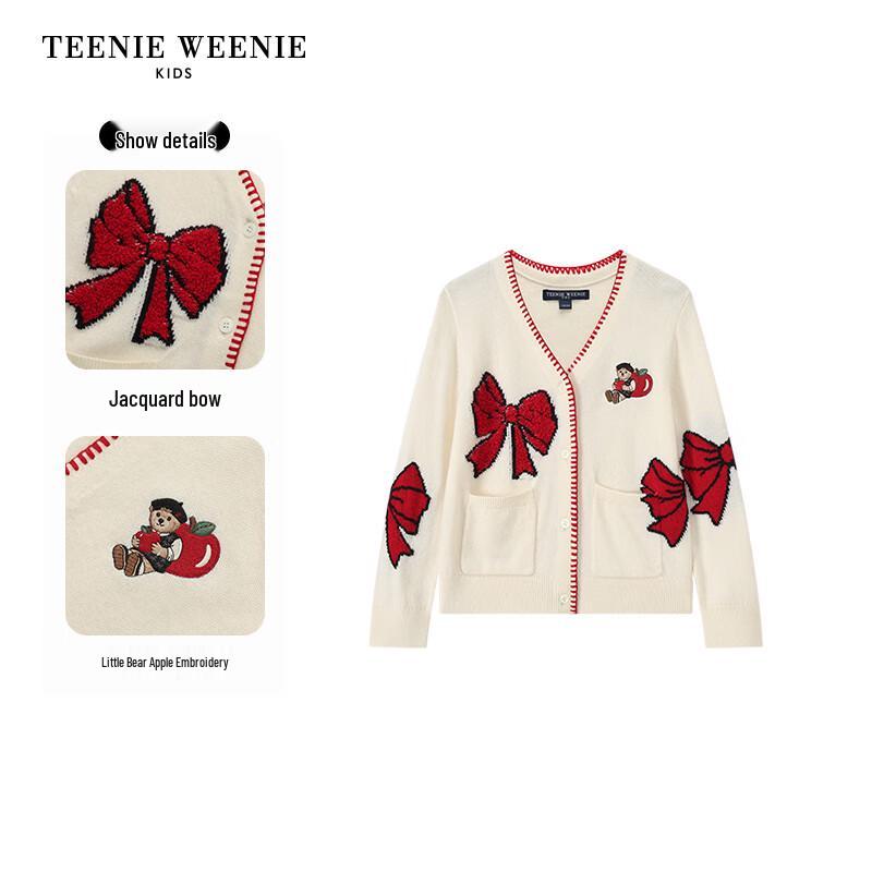 Teenie Weenie Kids Girl's Bow Jacquard Cardigan Sweater