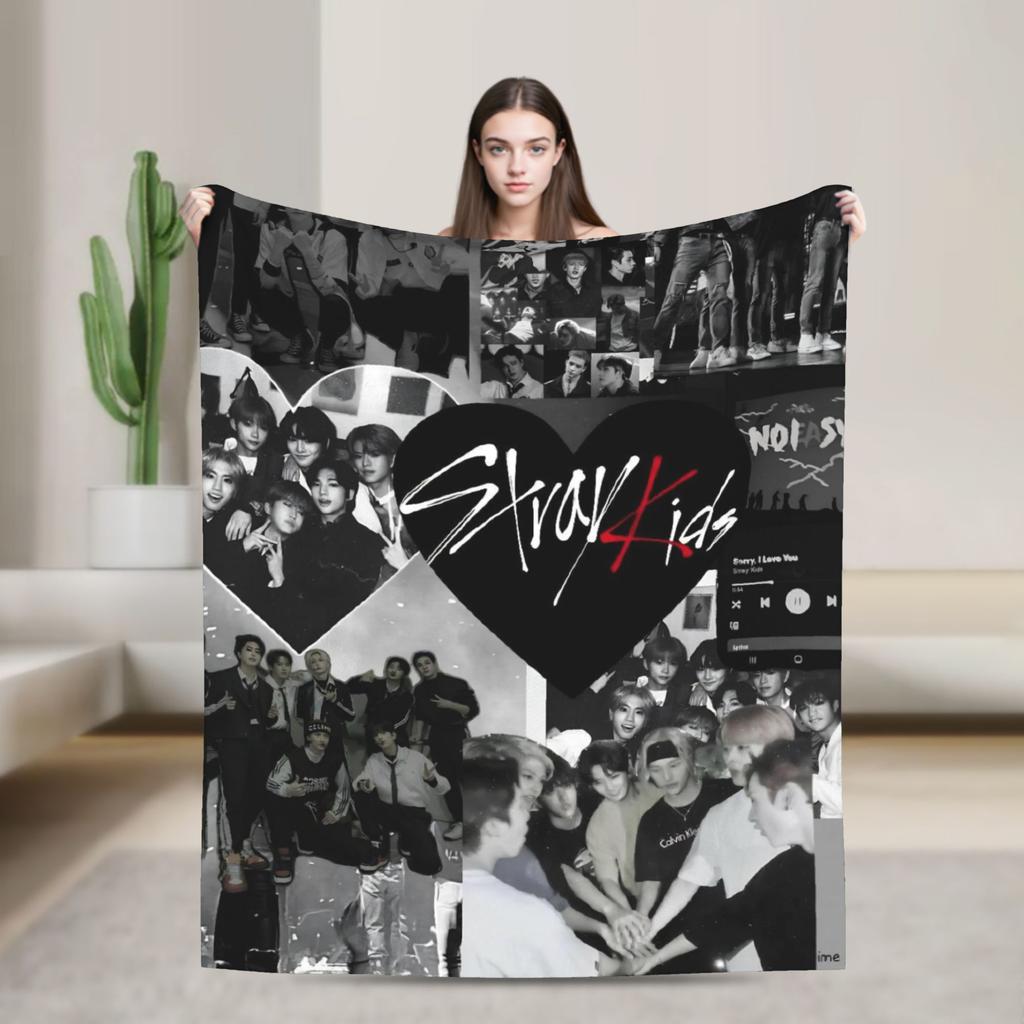 Blankets Travel Office Flannel Throw Blanket Kpop Stray-kids S-skzoo FELIX For Living Room Warm Design Quality Bedspread