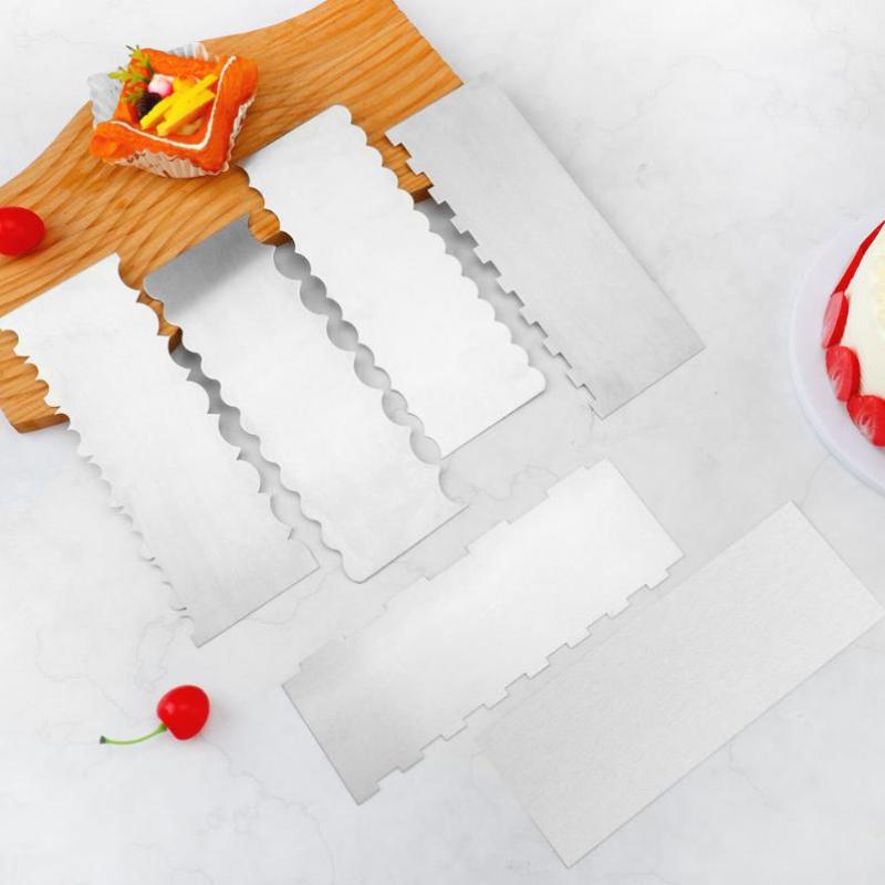Stainless Steel Cake Smoother Scraper With Double Sawtooth Edge And Rust Resistant Surface Perfect For Home Baking Cake