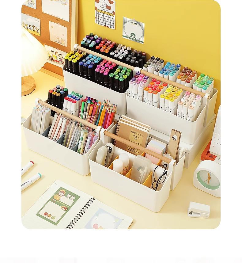 Large Capacity Stackable Desk Pen Holder for Paints, Markers, Brushes, and Stationery Supplies