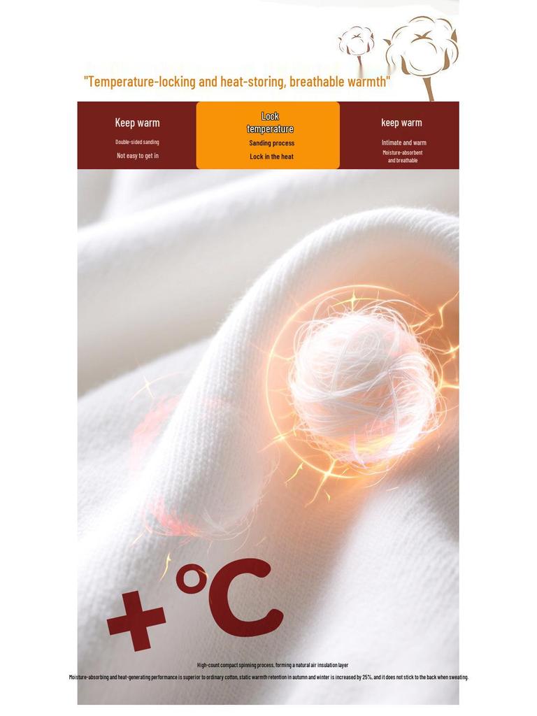 Women's 100% Cotton Antibacterial Long Johns & Underwear Set - Autumn/Winter Warm, Round Neck, Skin-Friendly Base Layer