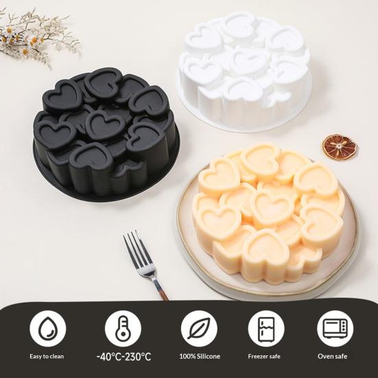 Silicone Cake Mold Flexible Food Grade Baking Mold for Oven And Freezer Non-Stick Heart Shape Dessert Mold for Mousse Cookies Jelly