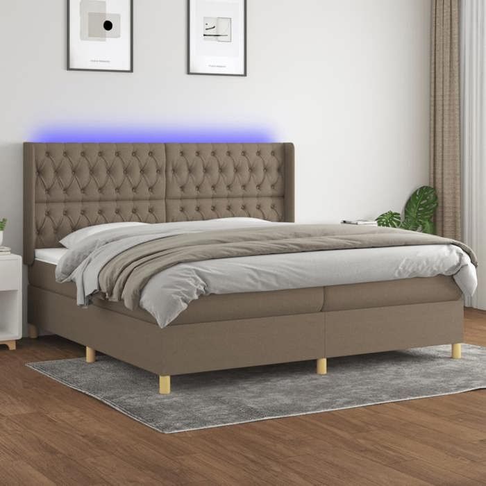 VidaXL Sommier à Lattes de Lit avec Matelas et LED, Lit Rembourré avec Tête de Lit, Lit Double, Lit Adulte de Chambre, 3139145