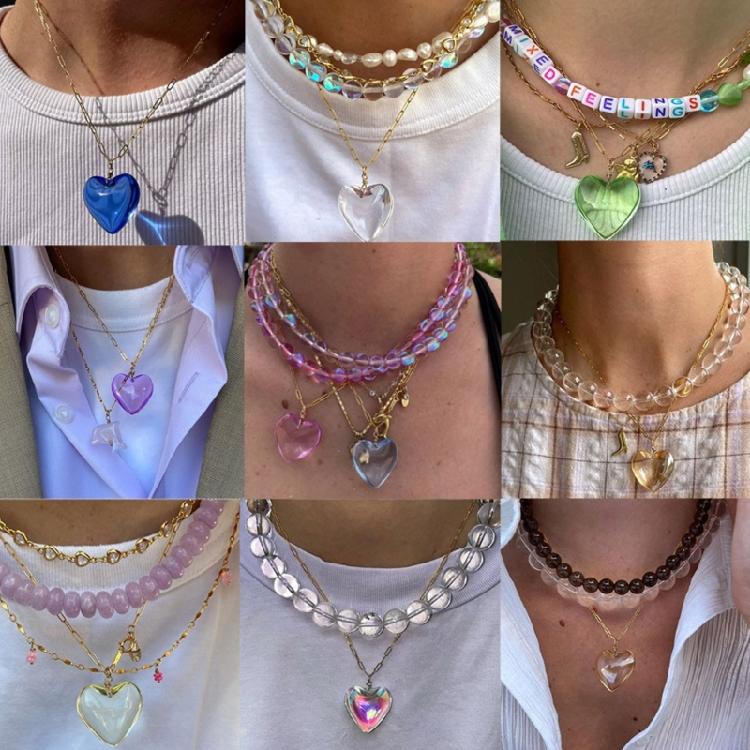 Heart Pendant Necklace Alloy Chain Necklace Neck Jewelry Pendant Choker Necklace
