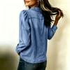 Women's Denim Button Down Shirt with Lapel Collar for Casual Daily Wear