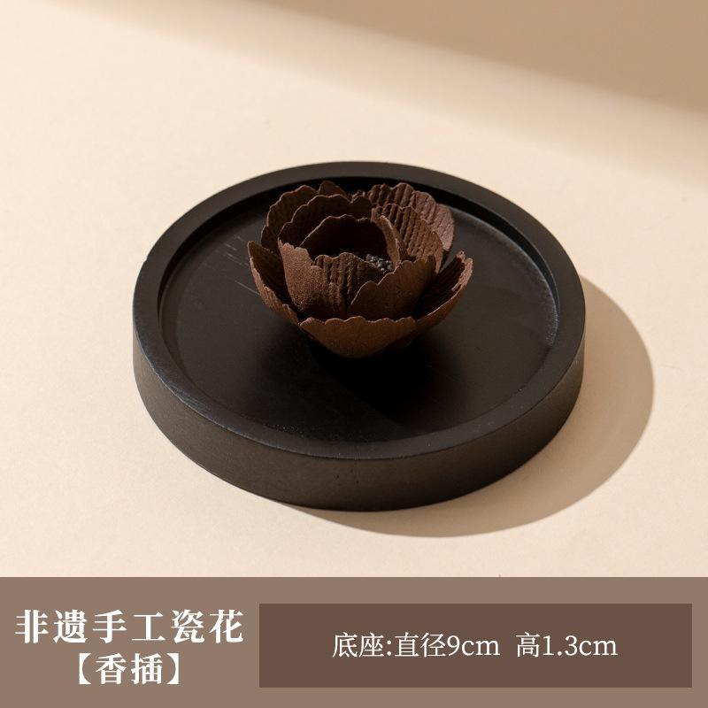 

Intangible cultural heritage hand-pinched ceramic petal line incense insert niche advanced incense insert base incense burner темно-серого