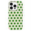 Mint Green Polka Dot Leather Texture Soft Case for iPhone 17 17E 16 15 14 13 12 11 Pro Max Minimalist Shockproof Cover