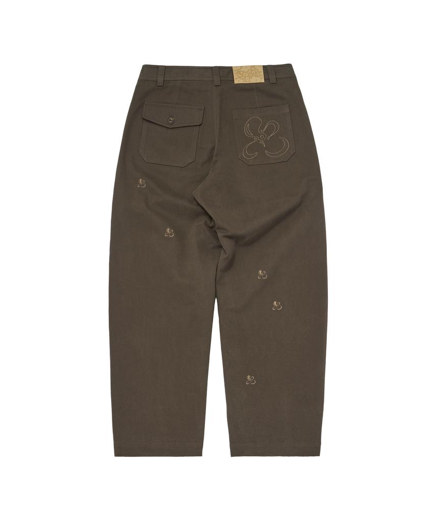 Kkotte Tiny Blossom Barrel Leg Pants (Brown)