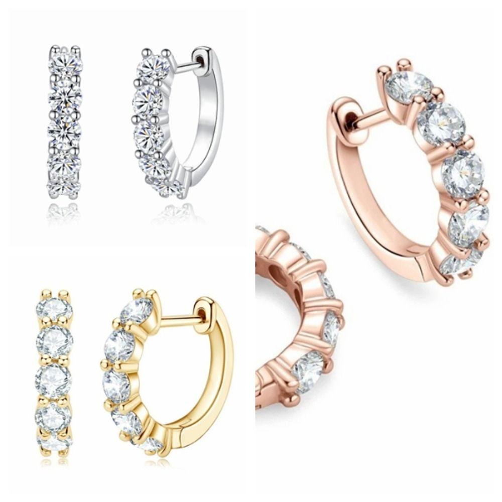 Temperament Crystal Studded Earrings Minimalist Plain Round Earrings Small Hoop Earrings  Wedding
