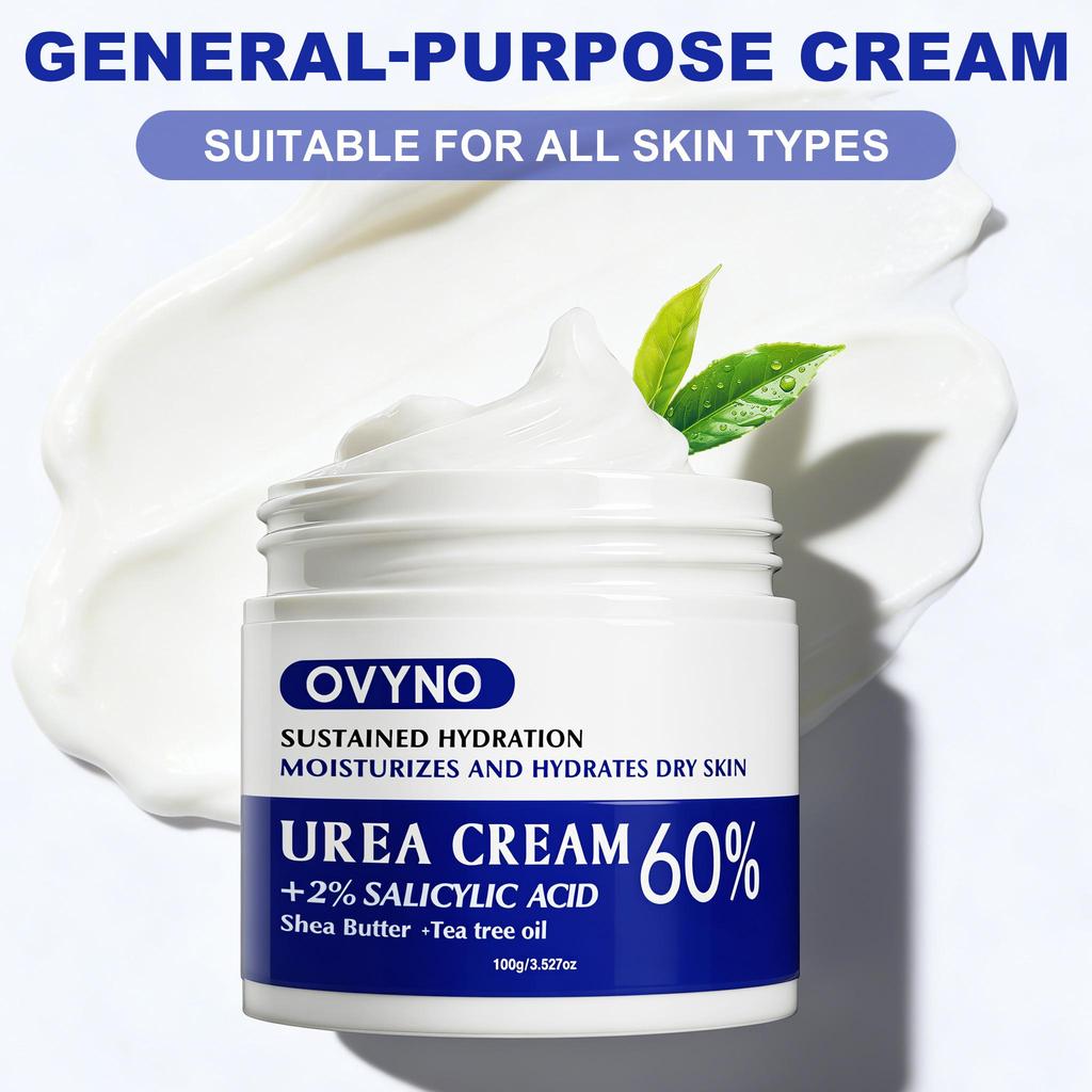 Cremă cu Uree 60%, 100G, Pentru Picioare și Mâini Aspre, Bogată în Ulei de Jojoba, Ulei de Arbore de Ceai, Ajută la Calmare și Alinarea Pielii, Iritație Scăzută, Hidratare Ridicată,