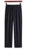 Women's High Waist Ice Silk Quick-Dry Pants: Lightweight, Loose-Fit, Nine-Point Straight Leg Trousers for Summer.