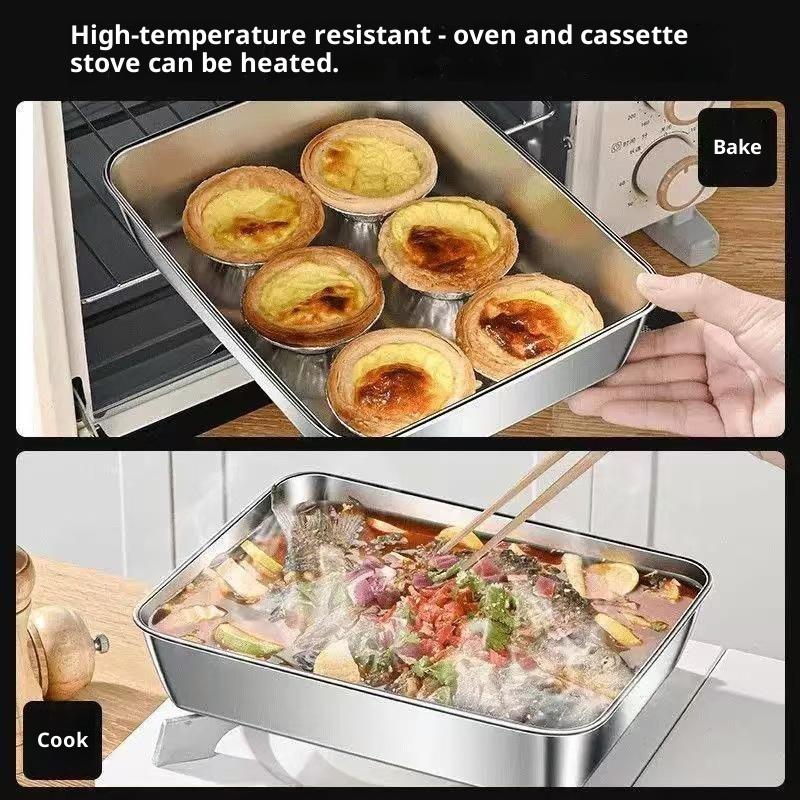 1/2/3/5 szt. Pojemnik na żywność ze stali nierdzewnej 304 z pokrywką Kuchenny pojemnik do przechowywania Świeże tacki do lodówki