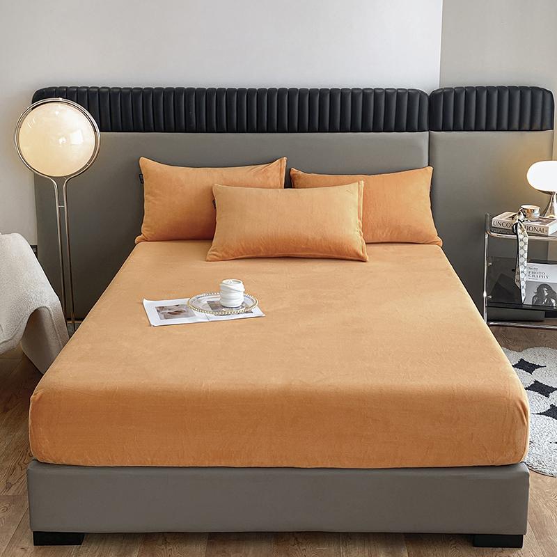 Verdicktes Samt Spannbettlaken Herbst Winter Matratzenbezug Bettschutz Warm Weich Bettlaken King Queen Doppelbettbezug