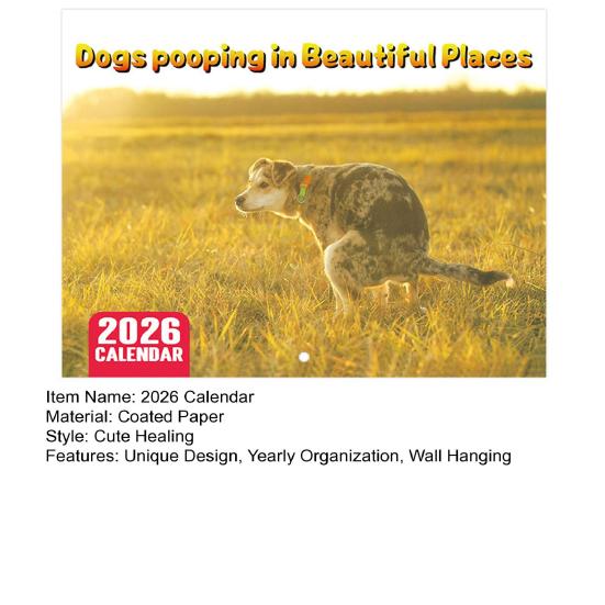 2026 Wall Calendar Dog Pooping/Angry Cat Calendar January 2026 - December 2026