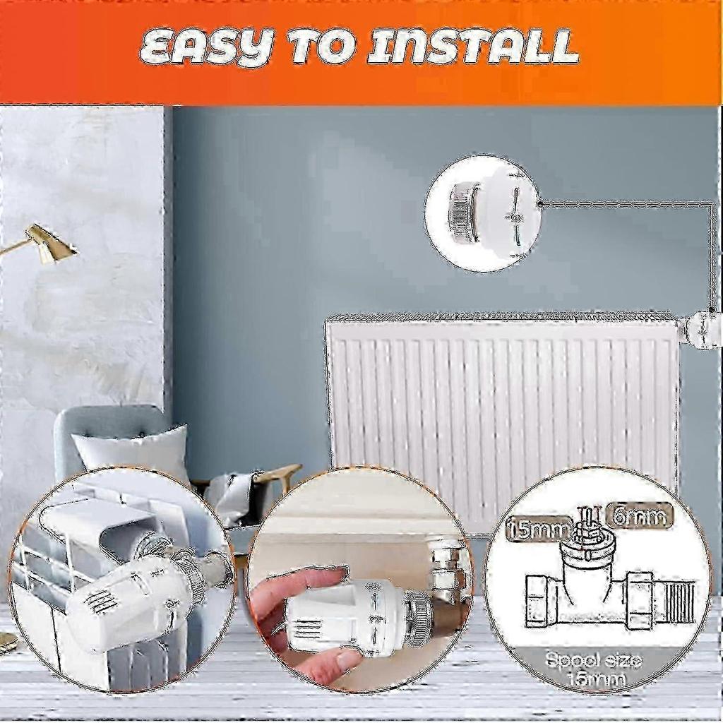 New Thermostatic Head Set (4 pieces) for Standard M30 x 1.5 Radiator - Temperature Control, White