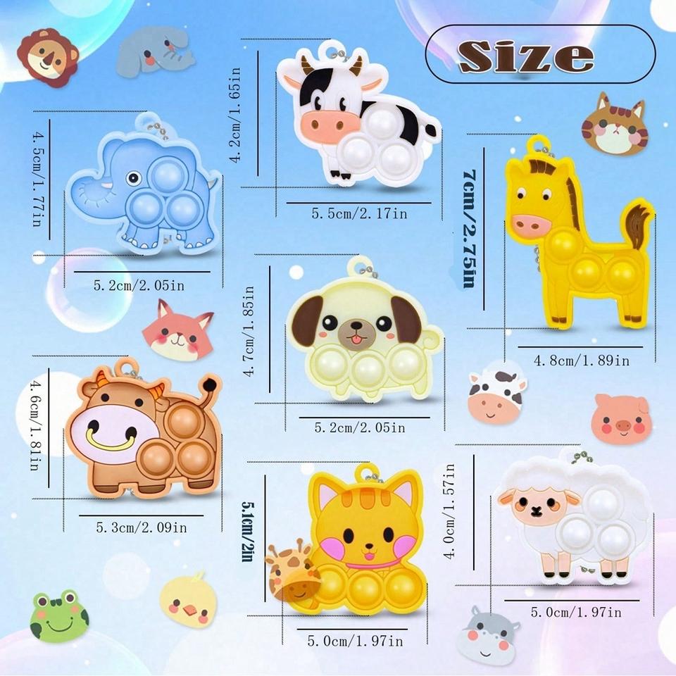 7/21 Piezas Juguetes Fidget con Forma de Animal Burbujas Pop-it Sensoriales Juguetes de Apretar Alivio del Estrés Oveja Gato Perro Blanditos para Niños Adultos
