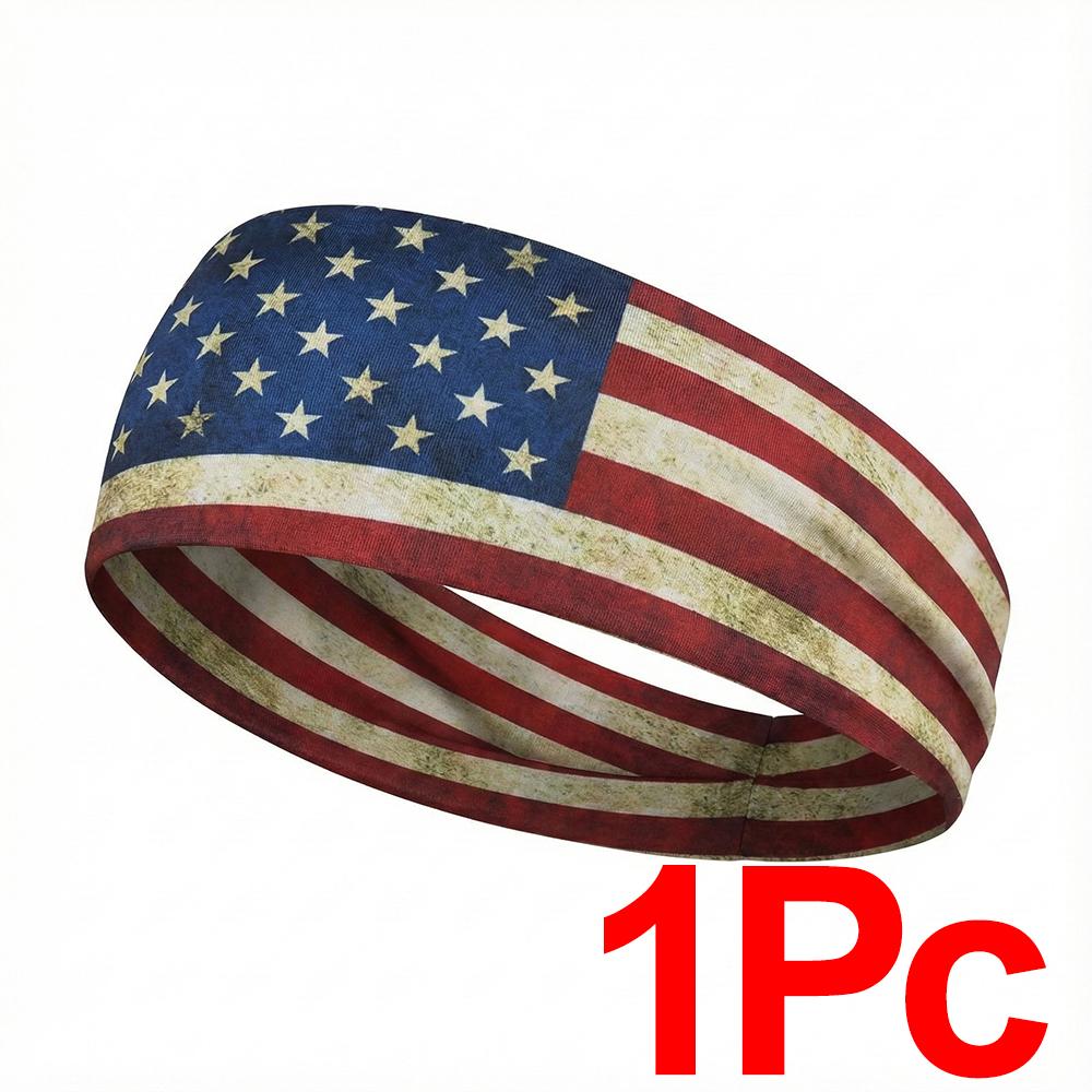 Boho Fitness Headband Flag Print Stretch Hair Band Men Women Anti Slip Sweat Absorbing Yoga Scarf Spring Summer Outdoor