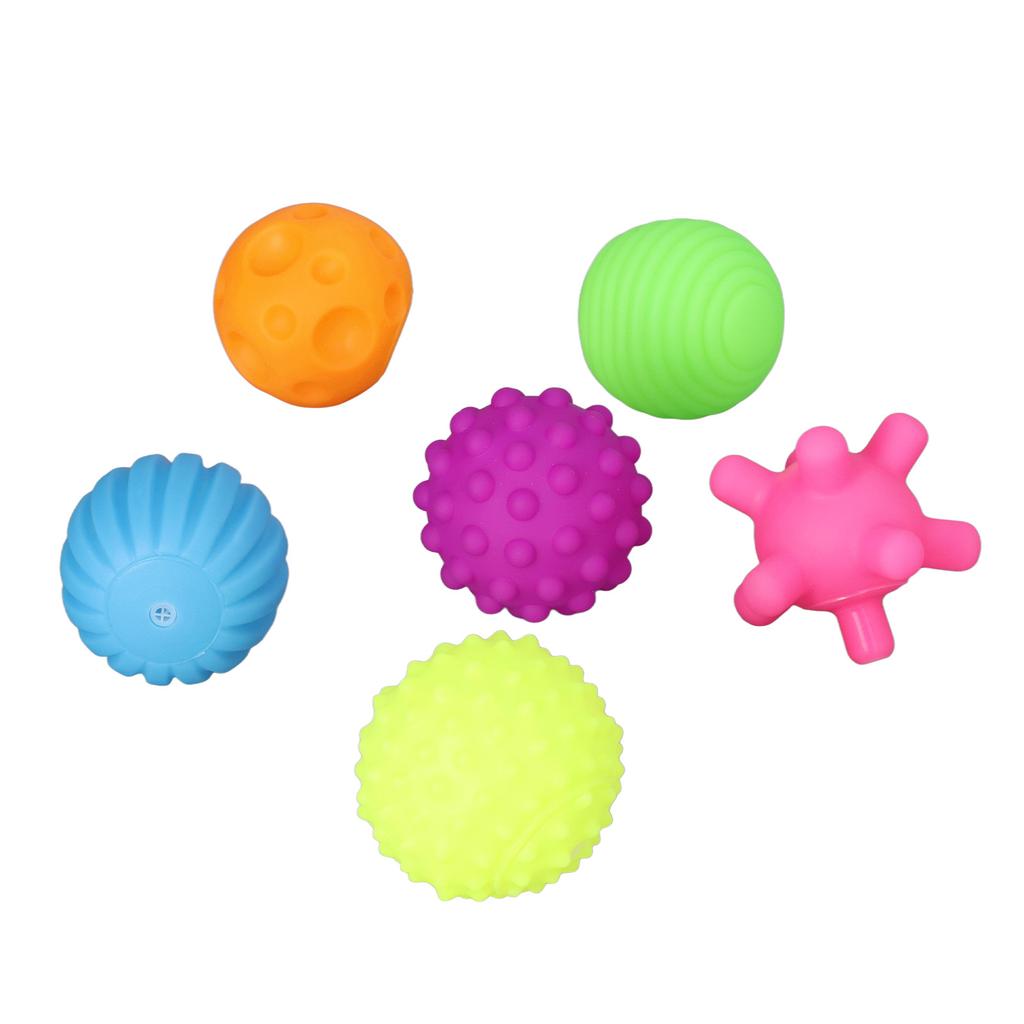 6pcs Baby Textured Set Infant Funny Soft Elastic Multicolor Squeezing Sensory Toy for Home