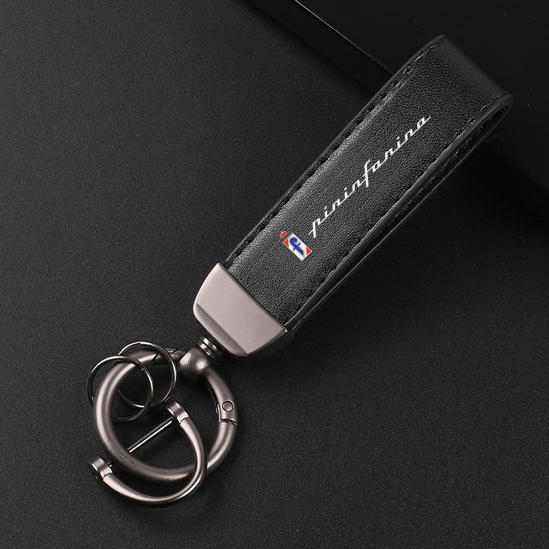 

Deluxe Leather Keychain with Car Badge Keychain Pendant For Pininfarina чёрный