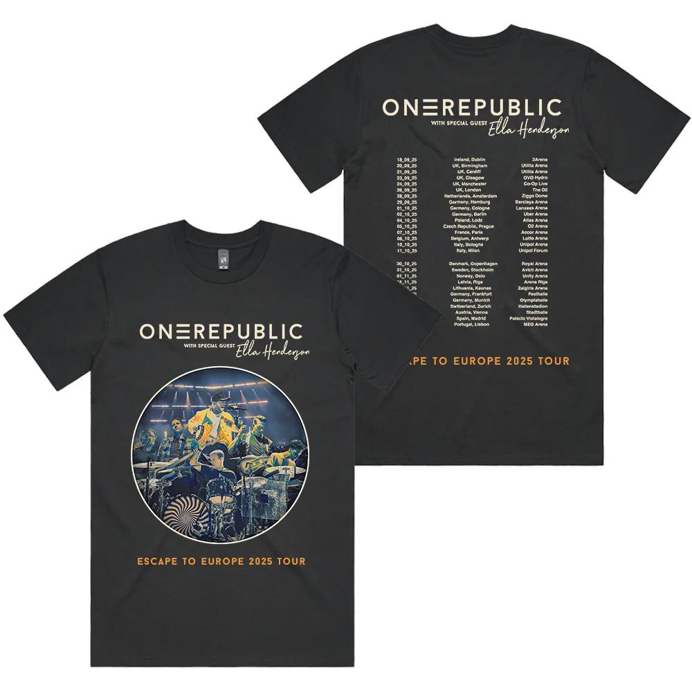 

Футболка OneRepublic Escape To Europe 2025 Tour з коротким рукавом, вільного крою, чоловіча, футболки рок-гурту, унісекс, вуличний одяг, хіп-хоп принт 5XL різнокольоровий