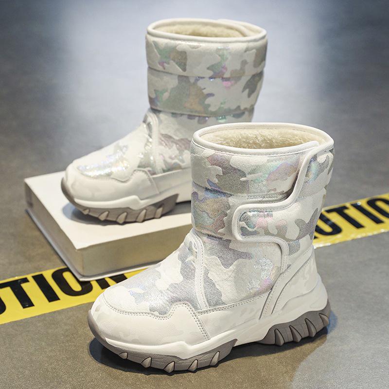 Girls' High-Top Warm Winter Snow Boots - Thick, Comfortable, Fashionable, Plus Velvet Cotton