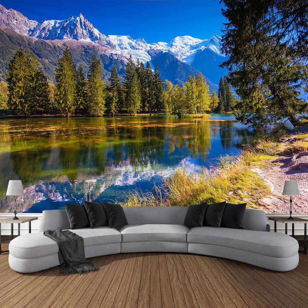 Frumoasă pădure naturală imprimată tapiserie mare de perete ieftină hippie agățată tapiserii de perete boeme decor mandala de perete