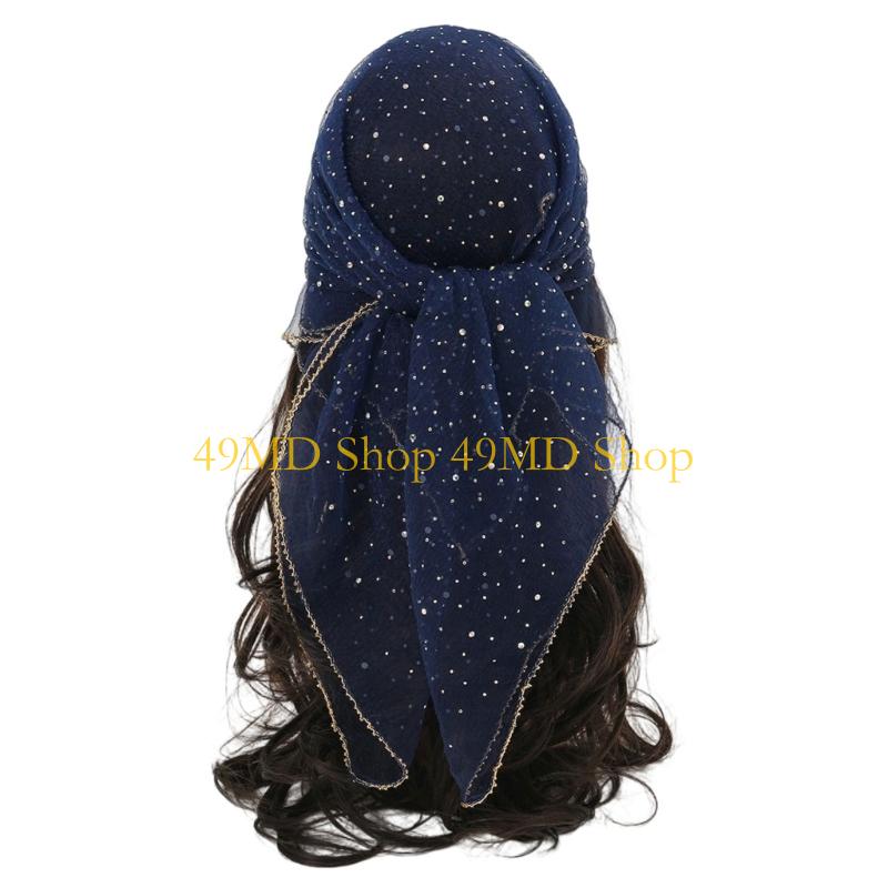 49MD Glittering Stone Headpiece Multipurpose Fashion Scarf Adjustable Design For Casual Ceremonial Event