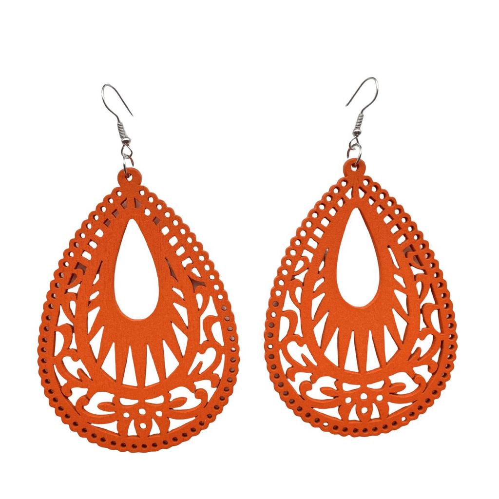 Bohemian Beach Wooden Long Earrings