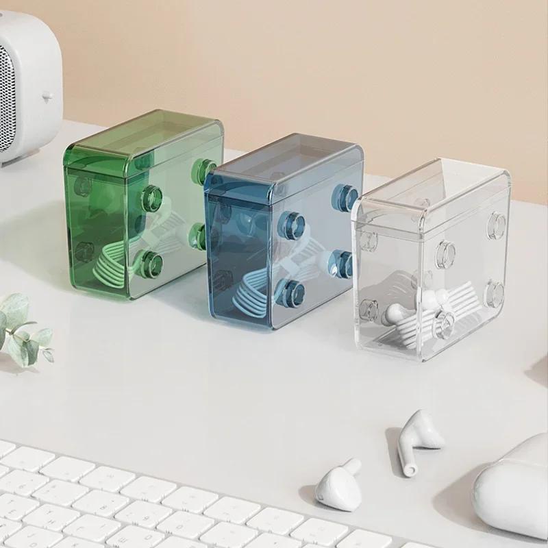 Large Capacity Data Cable Storage Box Portable Cord Management Container With Lid Charging Cable Storage Box Desktop Organizer